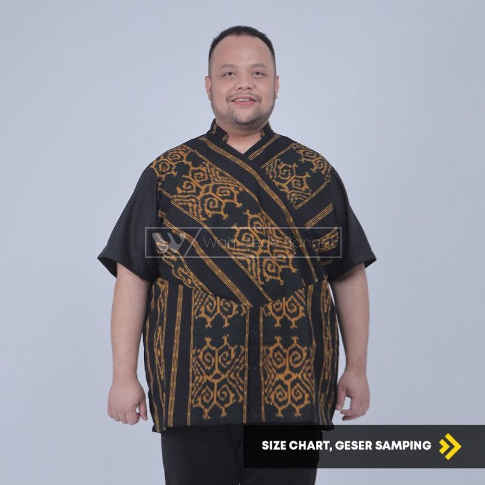 WGB Kemeja Tenun V Neck Pria Big Size Special Collection Jumbo XL XXL