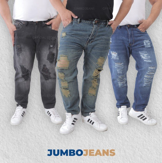 Celana Jeans Panjang Ripped Sobek Pria Big Size Jumbo XXL XXXL