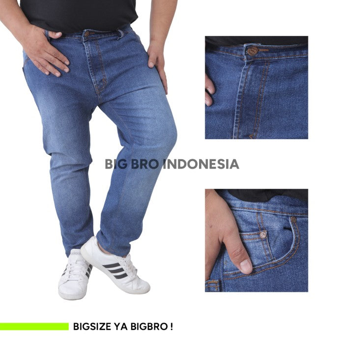 BigBro Celana Jeans Panjang Basic Spray Pria Big Size Jumbo XXL XXXL