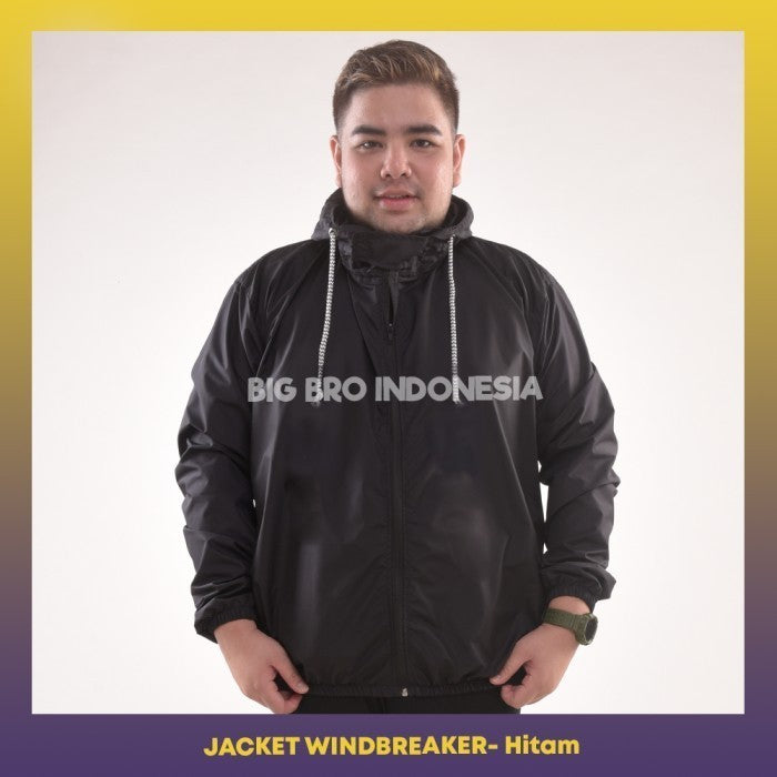 Jaket Windbreaker Parasut Basic Pria Bigsize BigBro Jumbo Ukuran Besar