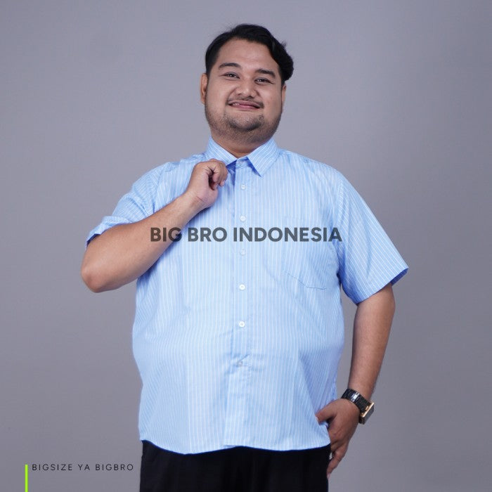 Kemeja Salur Lengan Pendek Big Size Pria BIG BRO XL XXL XXXL