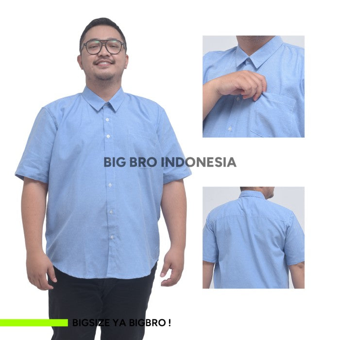 Kemeja Big Size Pria BIG BRO Ukuran Besar Jumbo XXL XXXL Putih Pendek