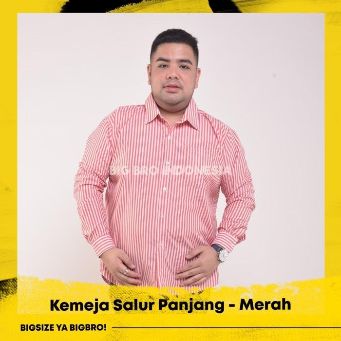 Kemeja Stripes Lengan Panjang Big Size Pria BIG BRO XL XXL XXXL