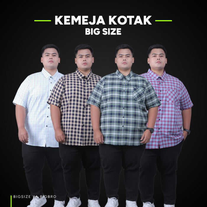 Kemeja Kotak Pendek Big Size Pria BIG BRO Ukuran Besar Jumbo XXL XXXL