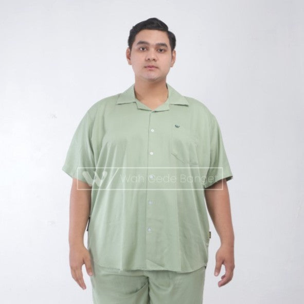 WGB Kemeja Polos Cuban Lengan Pendek Pria Big Size Jumbo XL XXL