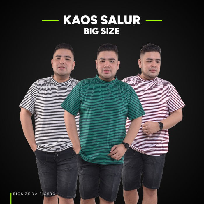 Kaos Salur Stripe Pendek Tshirt BigSize Pria BIG BRO Ukuran Besar XXXL