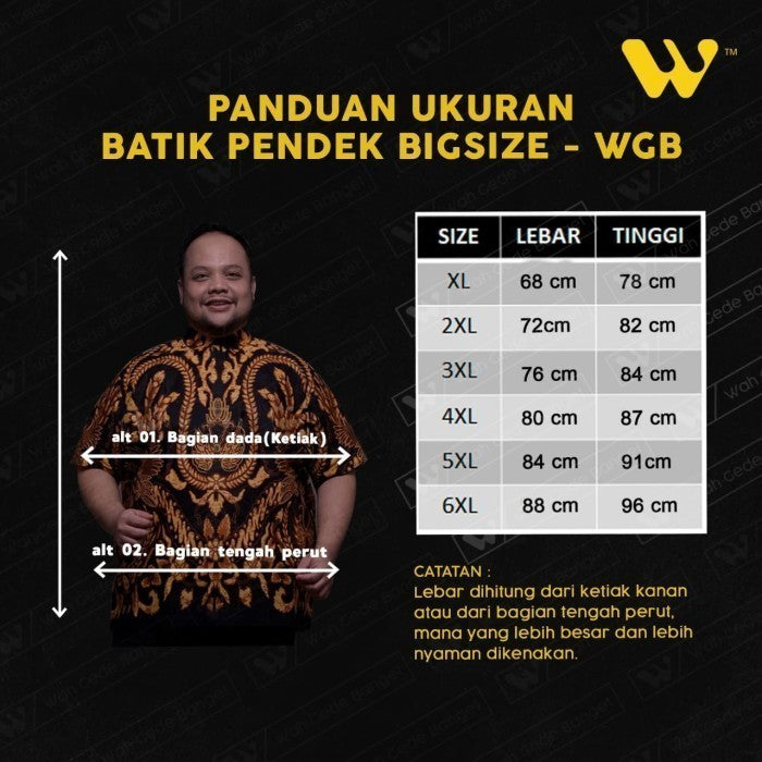 Batik Pria Exclusive Lengan Pendek Big Size Ukuran Besar XXL XXXL WGB