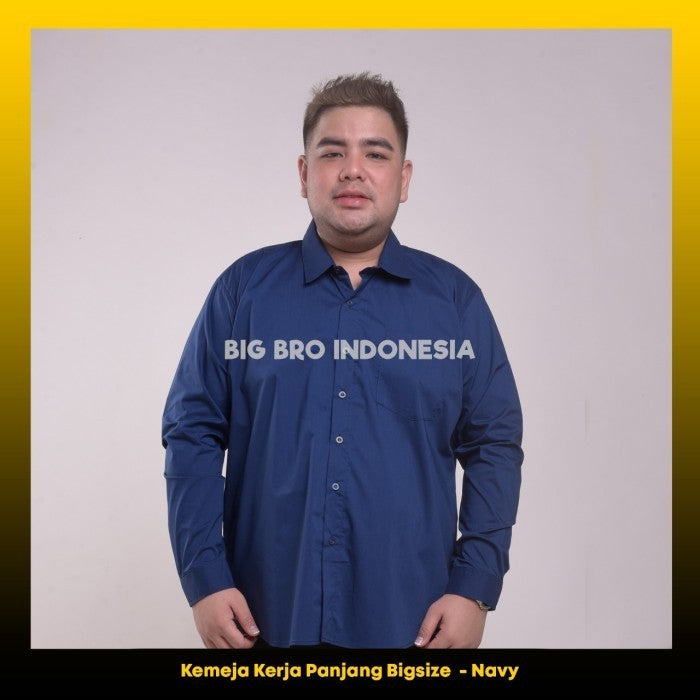 Kemeja Big Size Pria BIG BRO Ukuran Besar Jumbo XXL XXXL Biru Tua Navy