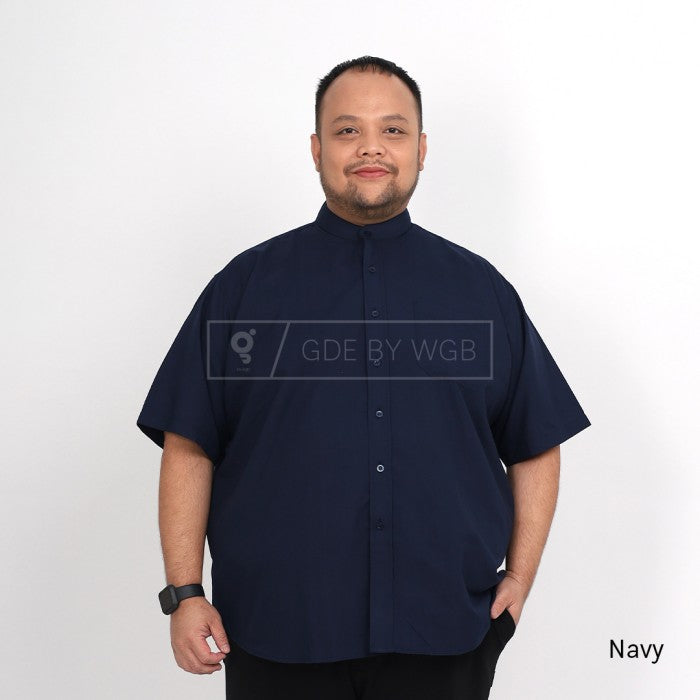 Kemeja Stand Up Collar Pendek Pria Big Size XL  XXL XXXL GDE  WGB