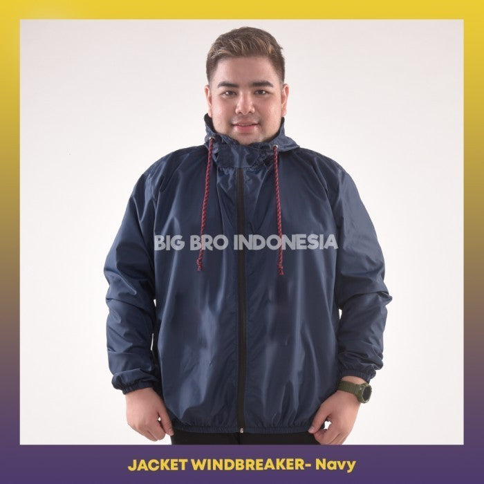 Jaket Windbreaker Parasut Basic Pria Bigsize BigBro Jumbo Ukuran Besar