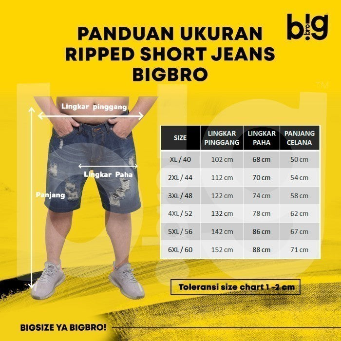 BigBro Celana Ripped Jeans Pendek BigSize BIG BRO Ukuran Besar XL XXL