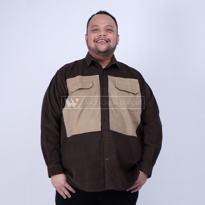 WGB Kemeja Corduroy Kombinasi Pria Big Size Ukuran Besar XXL XXXL