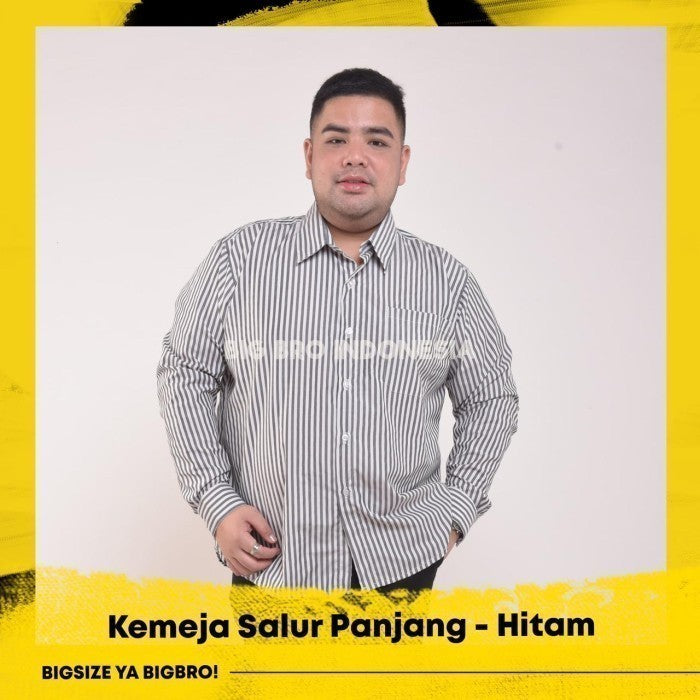 Kemeja Stripes Lengan Panjang Big Size Pria BIG BRO XL XXL XXXL