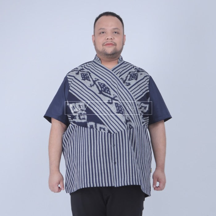 WGB Kemeja Tenun V Neck Pria Big Size Special Collection Jumbo XL XXL