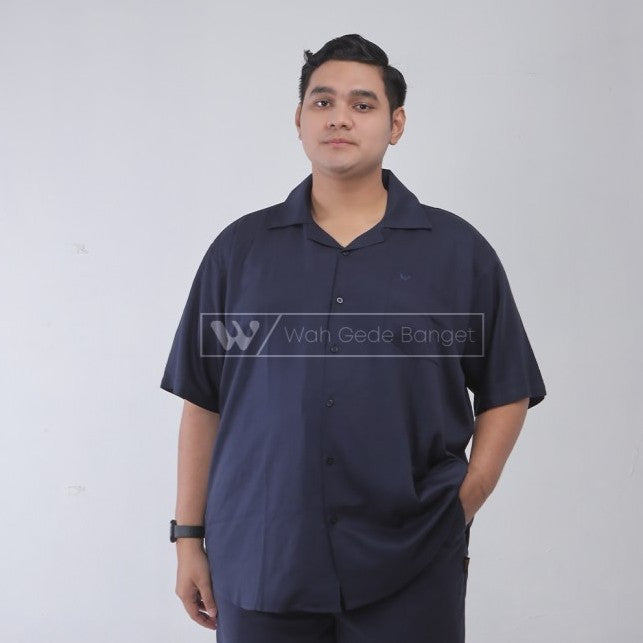 WGB Kemeja Polos Cuban Lengan Pendek Pria Big Size Jumbo XL XXL