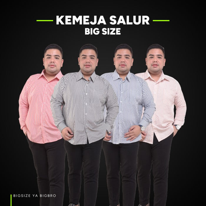 Kemeja Stripes Lengan Panjang Big Size Pria BIG BRO XL XXL XXXL