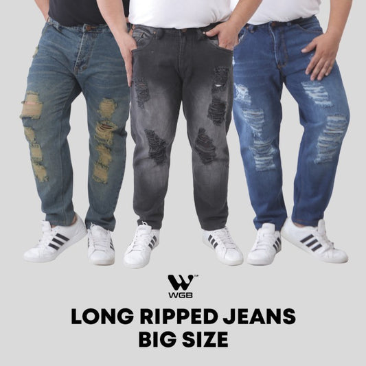 WGB Celana Jeans Sobek Ripped Bio Stone Pria Big Size Jumbo XXL XXXL