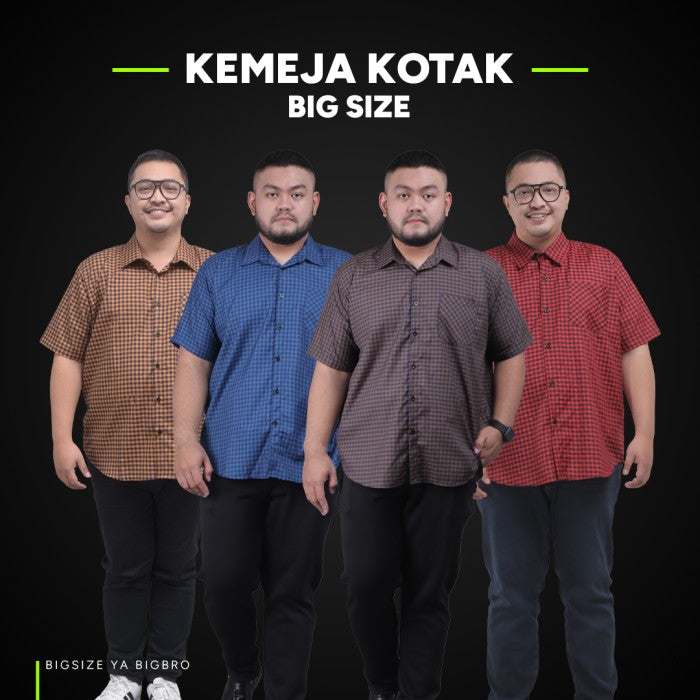 BigBro Kemeja Kotak Pendek Big Size Pria Ukuran Besar Jumbo XXL XXXL