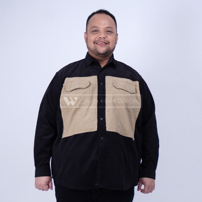 WGB Kemeja Corduroy Kombinasi Pria Big Size Ukuran Besar XXL XXXL