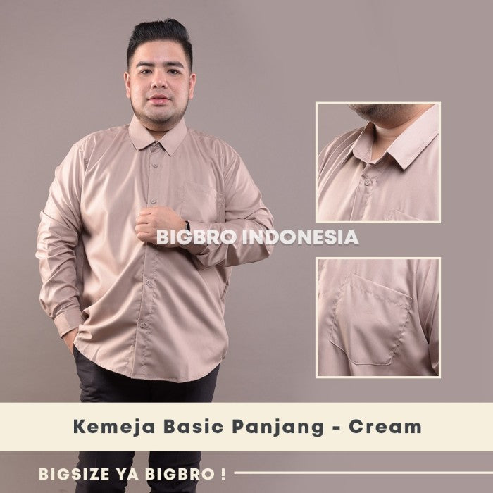 Kemeja Big Size Pria BIG BRO Ukuran Besar Jumbo XXL XXXL Putih Panjang