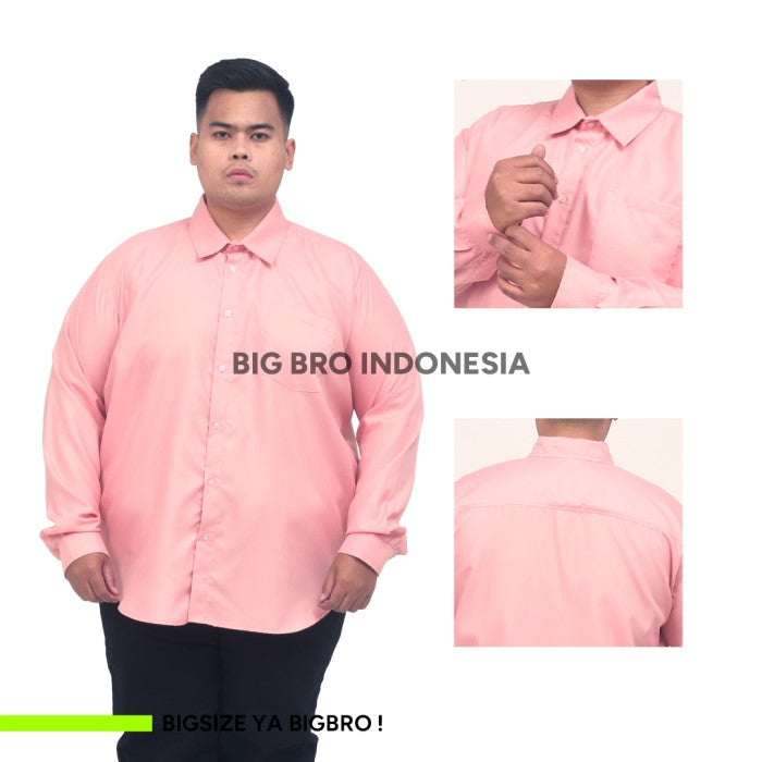 Kemeja Big Size Pria BIG BRO Ukuran Besar Jumbo XXL XXXL Biru Tua Navy