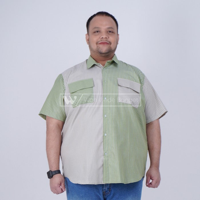 WGB Kemeja Salur Kombinasi Pria Big Size Ukuran Jumbo XXL XXXL