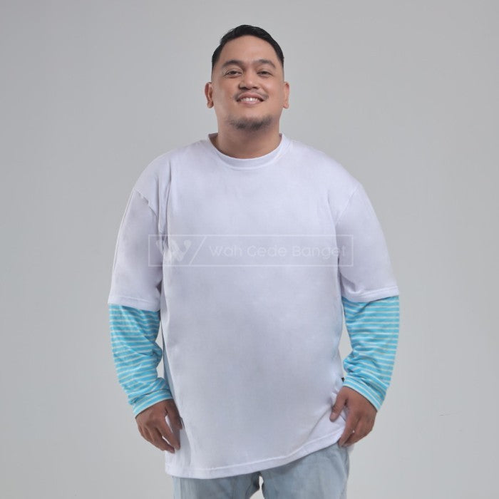 WGB Kaos Panjang Double Layer Stripes Pria Big Size Jumbo XL XXL