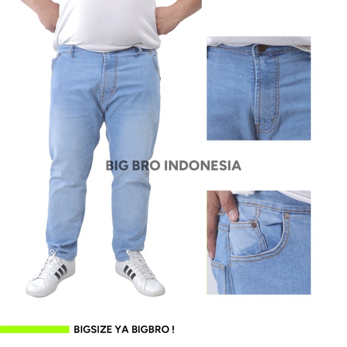 BigBro Celana Jeans Panjang Basic Spray Pria Big Size Jumbo XXL XXXL