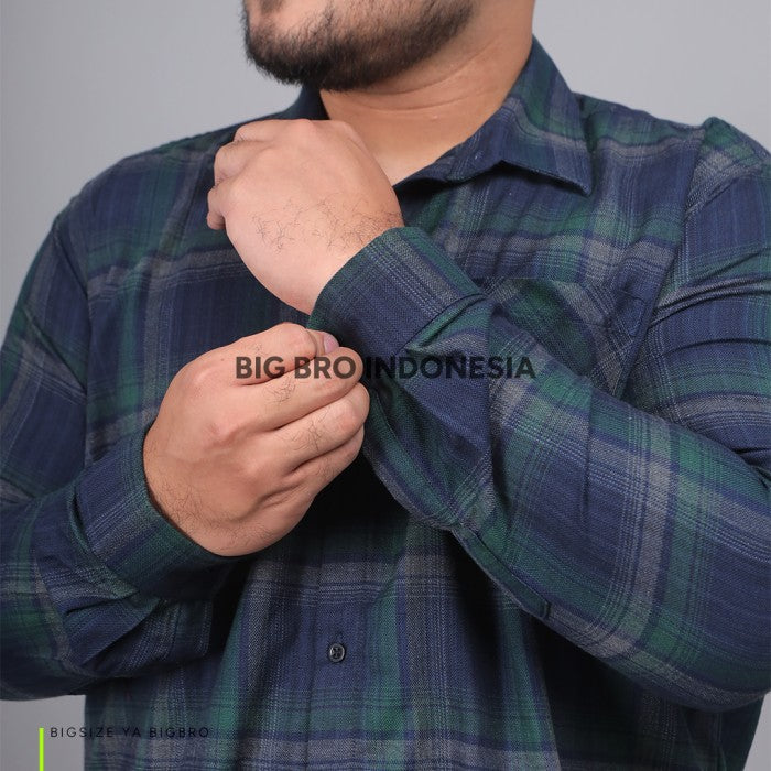 Kemeja Big Size Pria BIG BRO Ukuran Besar Jumbo XXL XXXL Flanel Merah