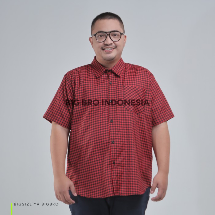 BigBro Kemeja Kotak Pendek Big Size Pria Ukuran Besar Jumbo XXL XXXL