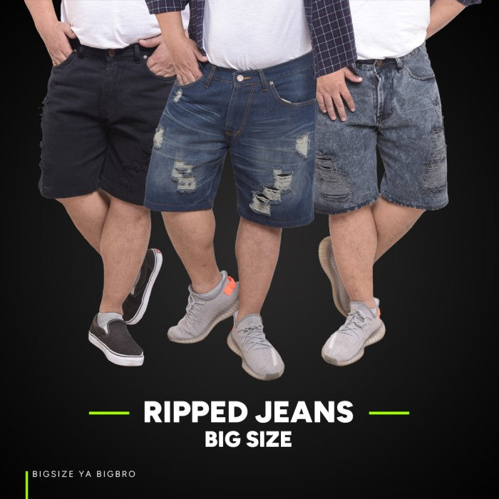 BigBro Celana Ripped Jeans Pendek BigSize BIG BRO Ukuran Besar XL XXL