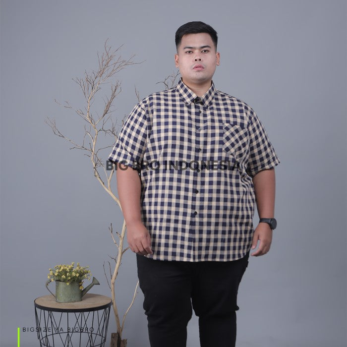 Kemeja Kotak Pendek Big Size Pria BIG BRO Ukuran Besar Jumbo XXL XXXL