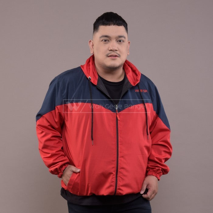 Jaket Windbreaker Jumbo Big Size Ukuran Besar XXL XXXL WGB Navy Red