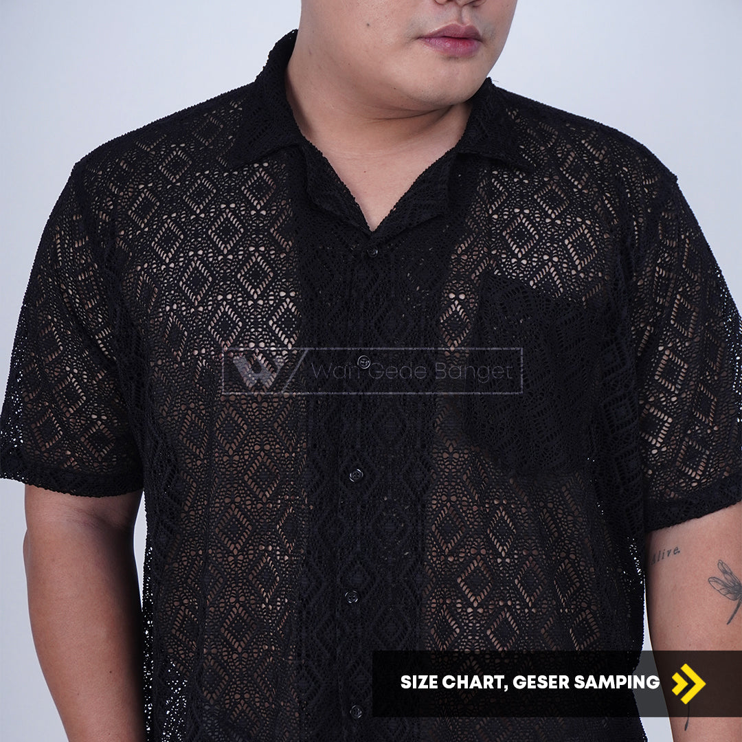 WGB Kemeja Lace Brukat Pria Big Size Ukuran Jumbo XXL XXXL