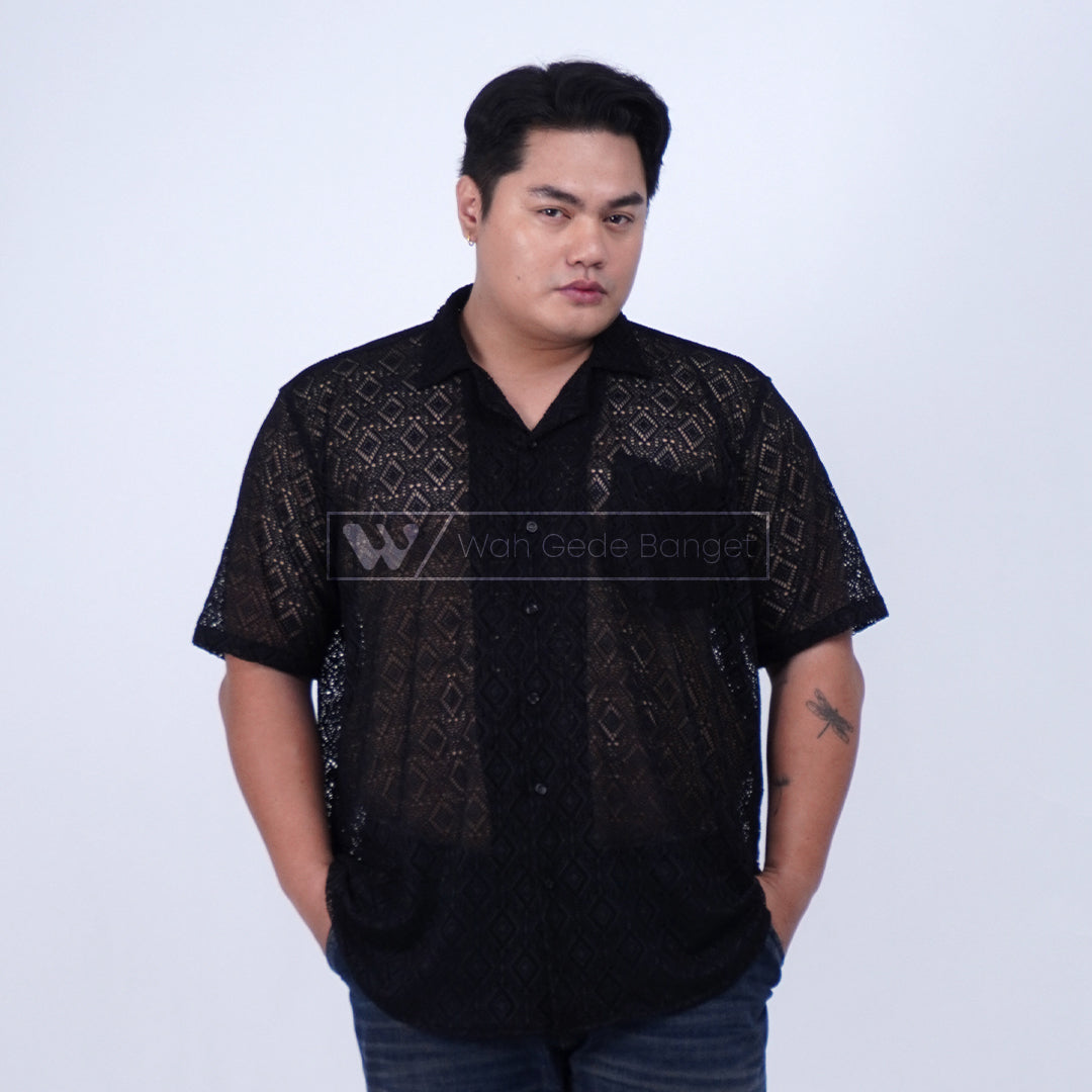 WGB Kemeja Lace Brukat Pria Big Size Ukuran Jumbo XXL XXXL