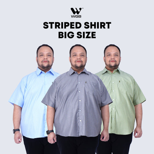 WGB Kemeja Salur Pria Big Size Ukuran Jumbo XXL XXXL