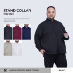 Kemeja Stand Up Collar Panjang Pria Big Size XL XXL XXXL GDE WGB