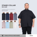 Kemeja Stand Up Collar Pendek Pria Big Size XL  XXL XXXL GDE  WGB