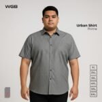 WGB Kemeja Pendek Polos Pria Bigsize Tekstur Urban Ukuran Besar Jumbo  XXL - Prime Series