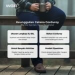 WGB Celana Panjang Basic Corduroy Pria Bigsize Ukuran Besar Jumbo XXL - Prime Series - Gambar 2