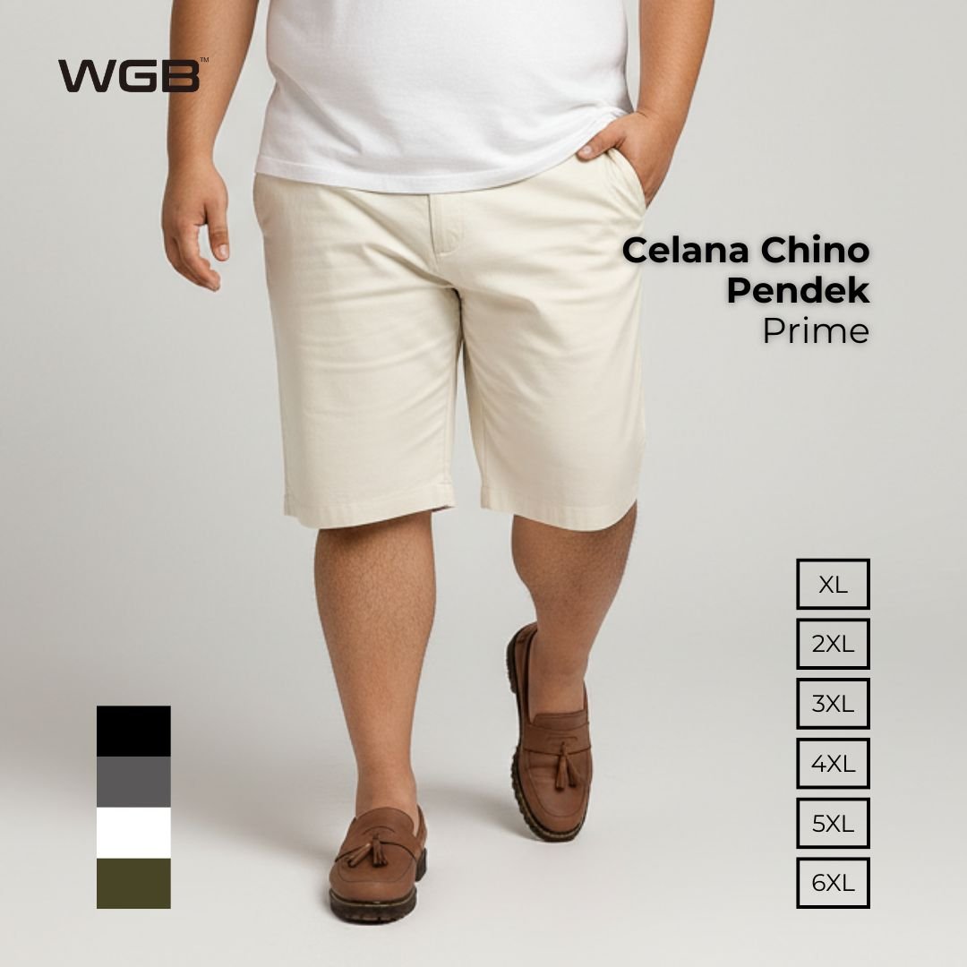 ginee_20260417113928982_4239613258.jpeg WGB Celana Chino Pendek Pria Big Size Jumbo XXL - Stretch Melar Tebal - Prime Series - Gambar 1