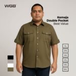 Kemeja Casual Safari Bush Khaki Bigsize Jumbo Pria Ukuran XL XXL