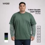 WGB Kaos Lengan Panjang Double Layer Stripes Pria Big Size Ukuran Besar XXL - Prime Series