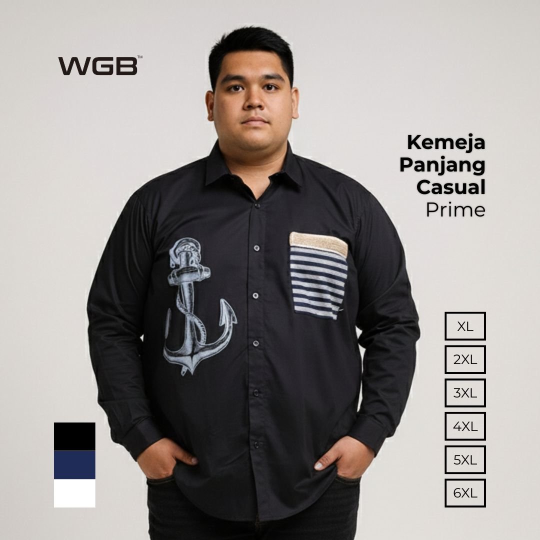 ginee_20260423174028192_0880865139.jpeg WGB Kemeja Panjang Casual Pria Big Size Ukuran Besar Jumbo XXL - Prime Series - Gambar 1